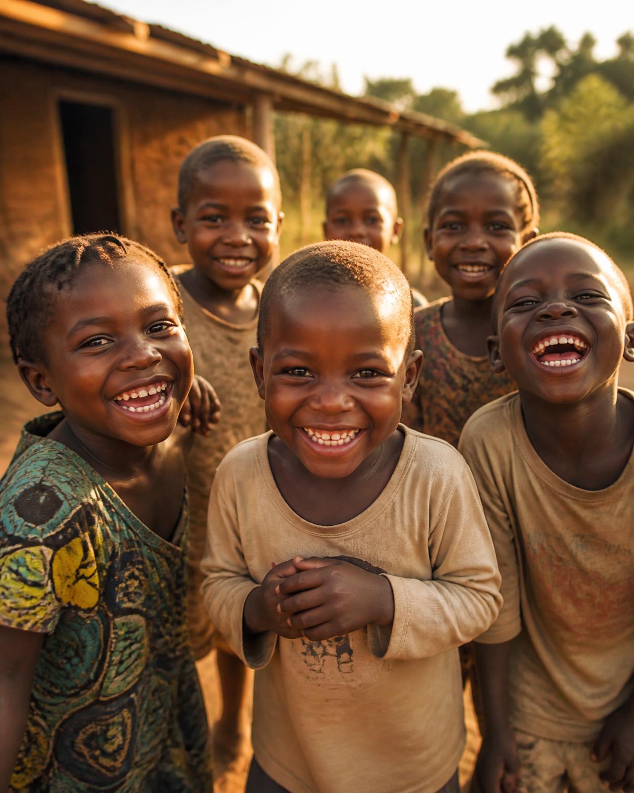 Joyful children of Bamunkador village